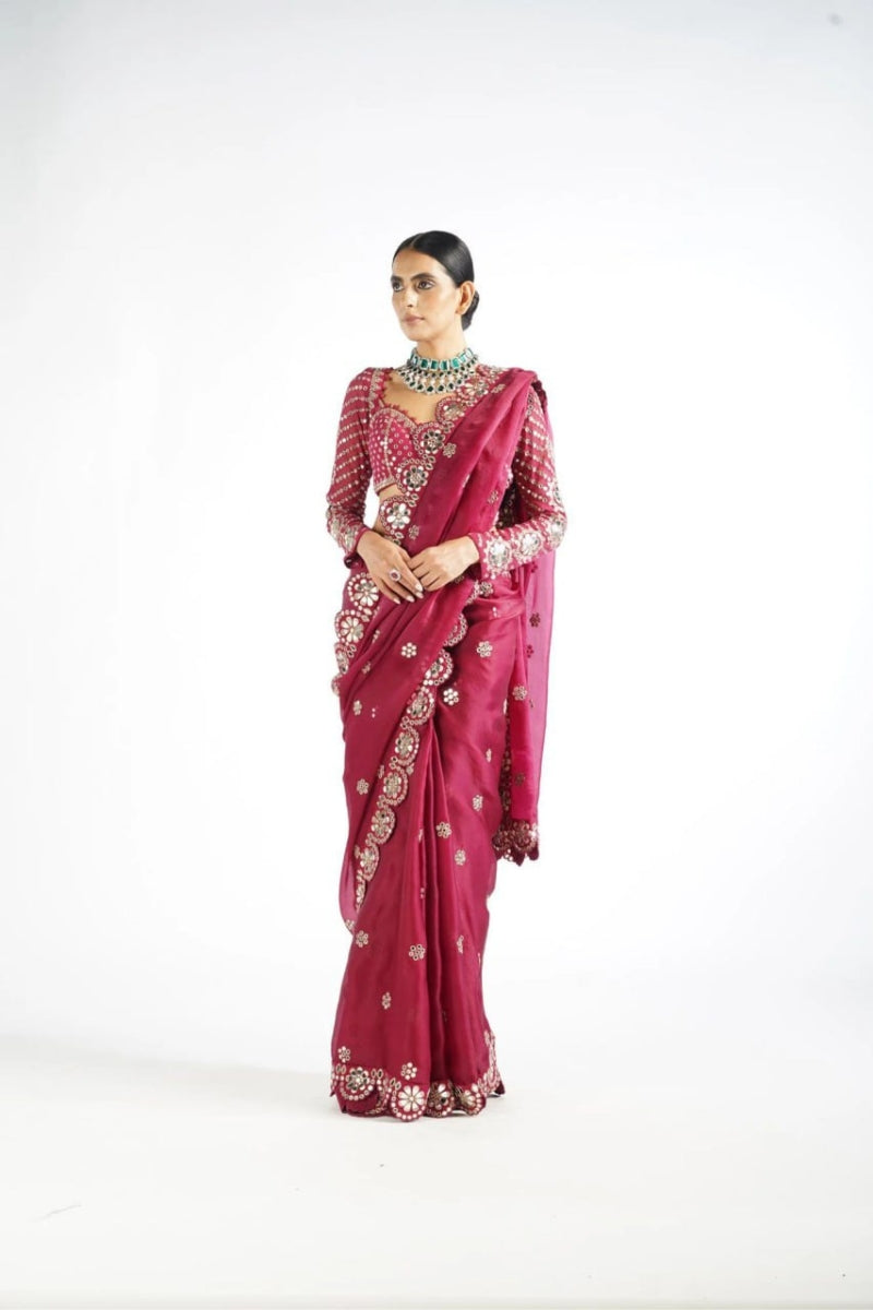 Elegant Georgette Saree with Exquisite Sequin & Coding Embroidery