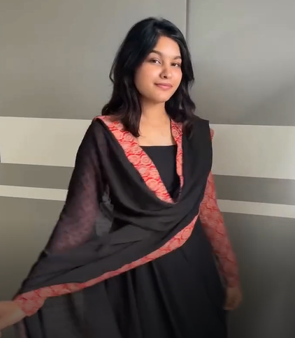 Georgette Anarkali Gown Set with Pants & Dupatta