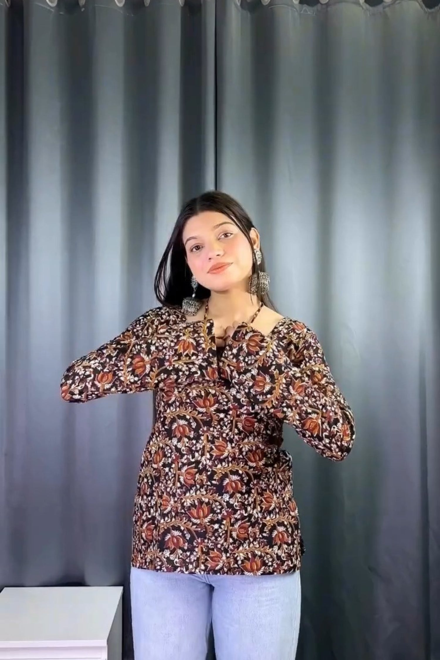 Casual & Ethnic Wear Floral Print Poly Cotton Short Kurti For Women's
