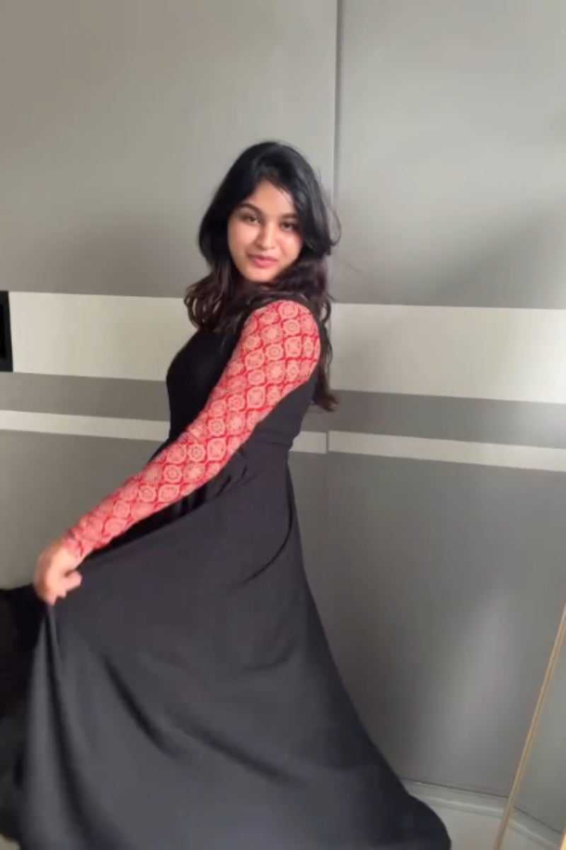 Georgette Anarkali Gown Set with Pants & Dupatta