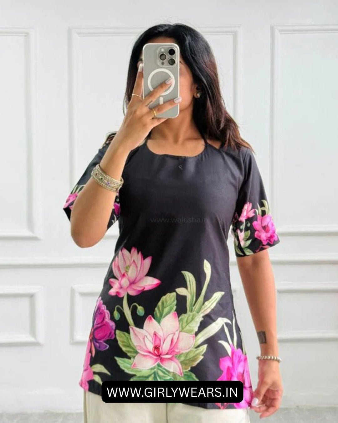 Sweetheart Neck Printed Kurti Elegant Ethnic Festive & Party Wear