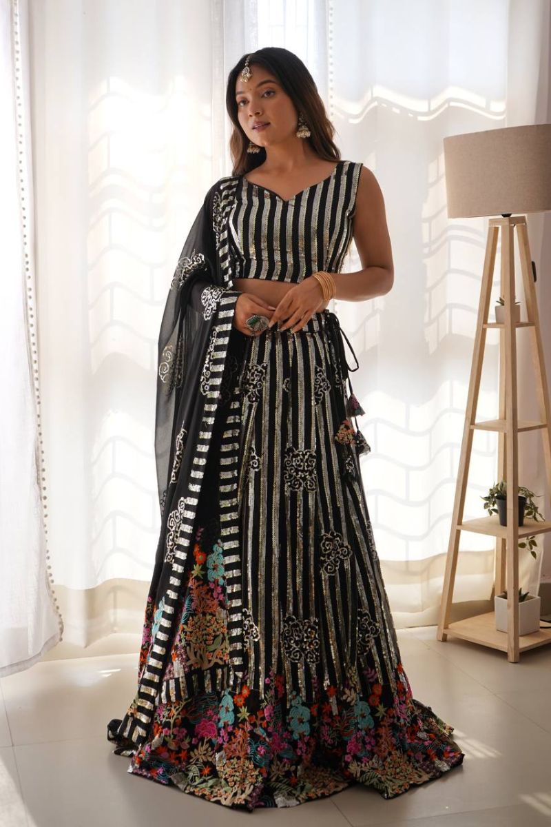 Semi-Stitched Party Wear Lehenga for Women
