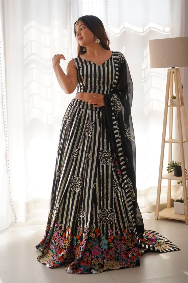 Semi-Stitched Party Wear Lehenga for Women