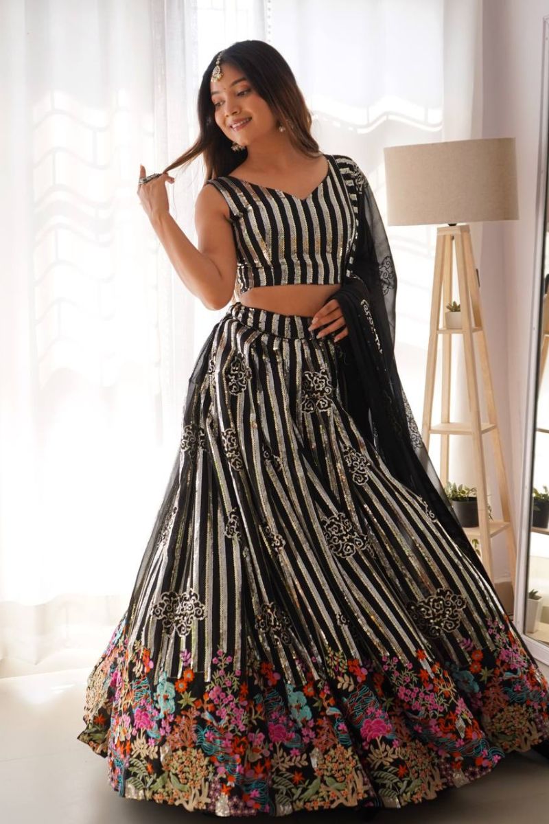 Semi-Stitched Party Wear Lehenga for Women