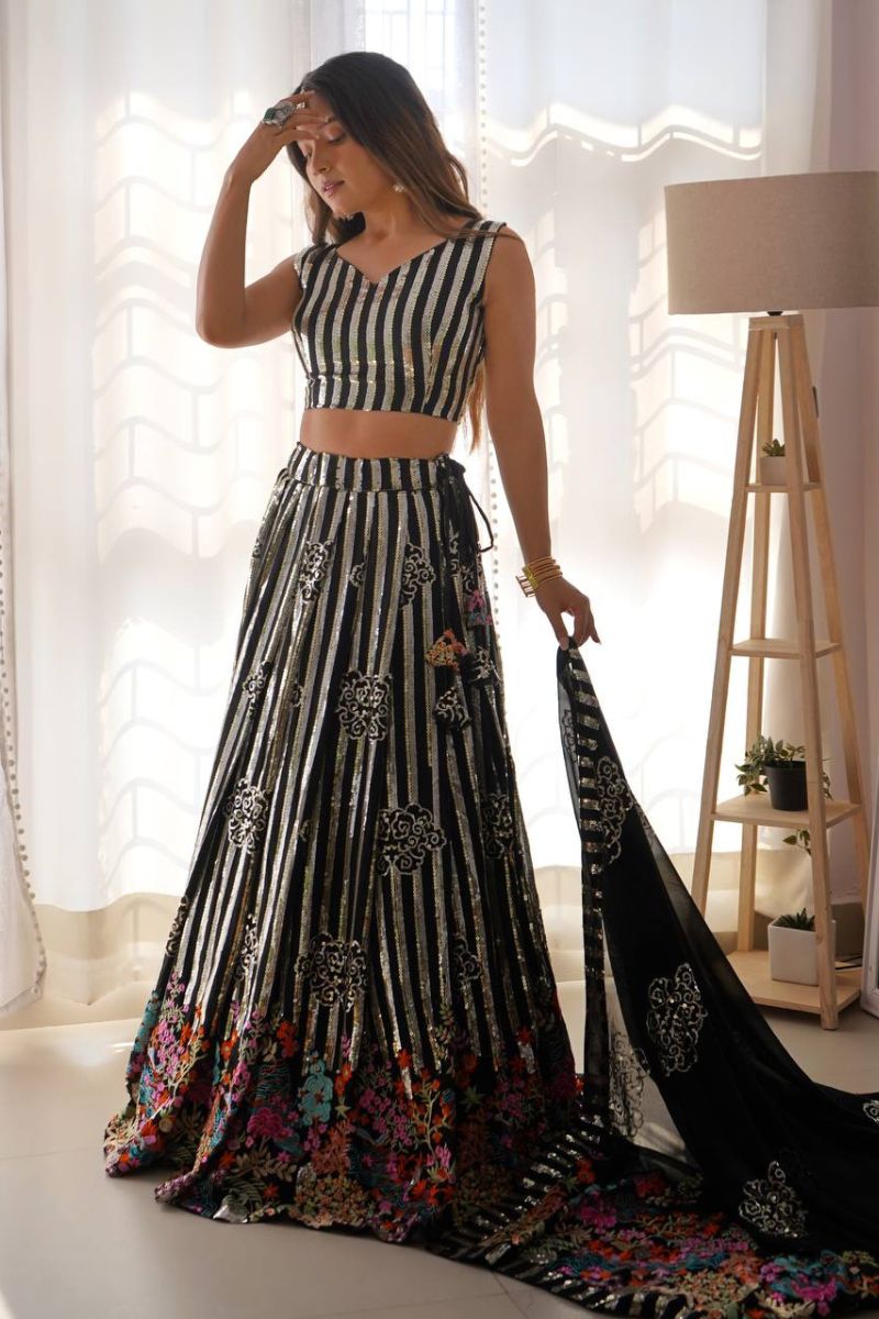 Semi-Stitched Party Wear Lehenga for Women