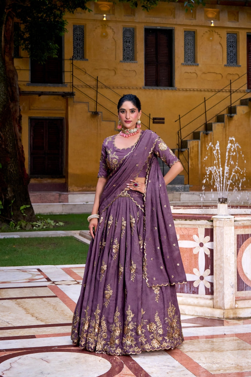 Chocolate Crush Lehenga Set with Sequins & Thread Embroidery