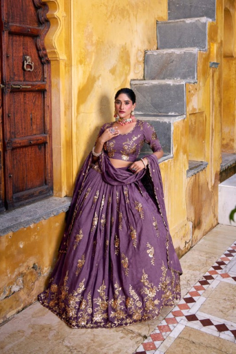 Chocolate Crush Lehenga Set with Sequins & Thread Embroidery