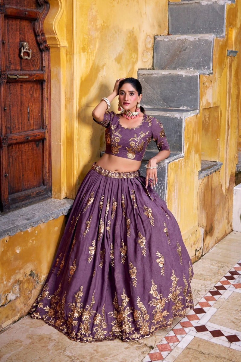 Chocolate Crush Lehenga Set with Sequins & Thread Embroidery