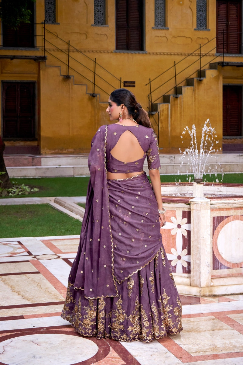 Chocolate Crush Lehenga Set with Sequins & Thread Embroidery