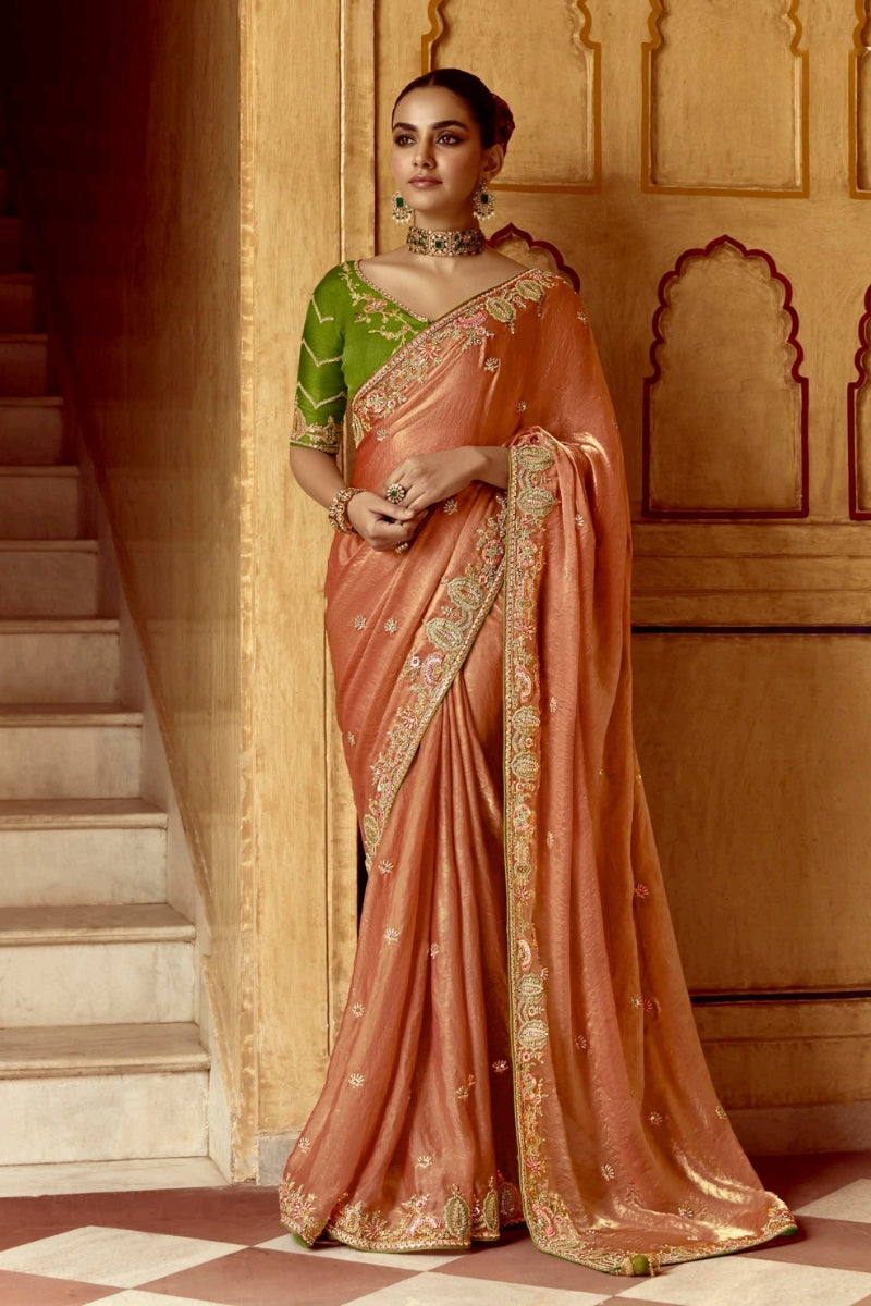 Designer Handcrafted Crush Silk Fancy Fabric Saree
