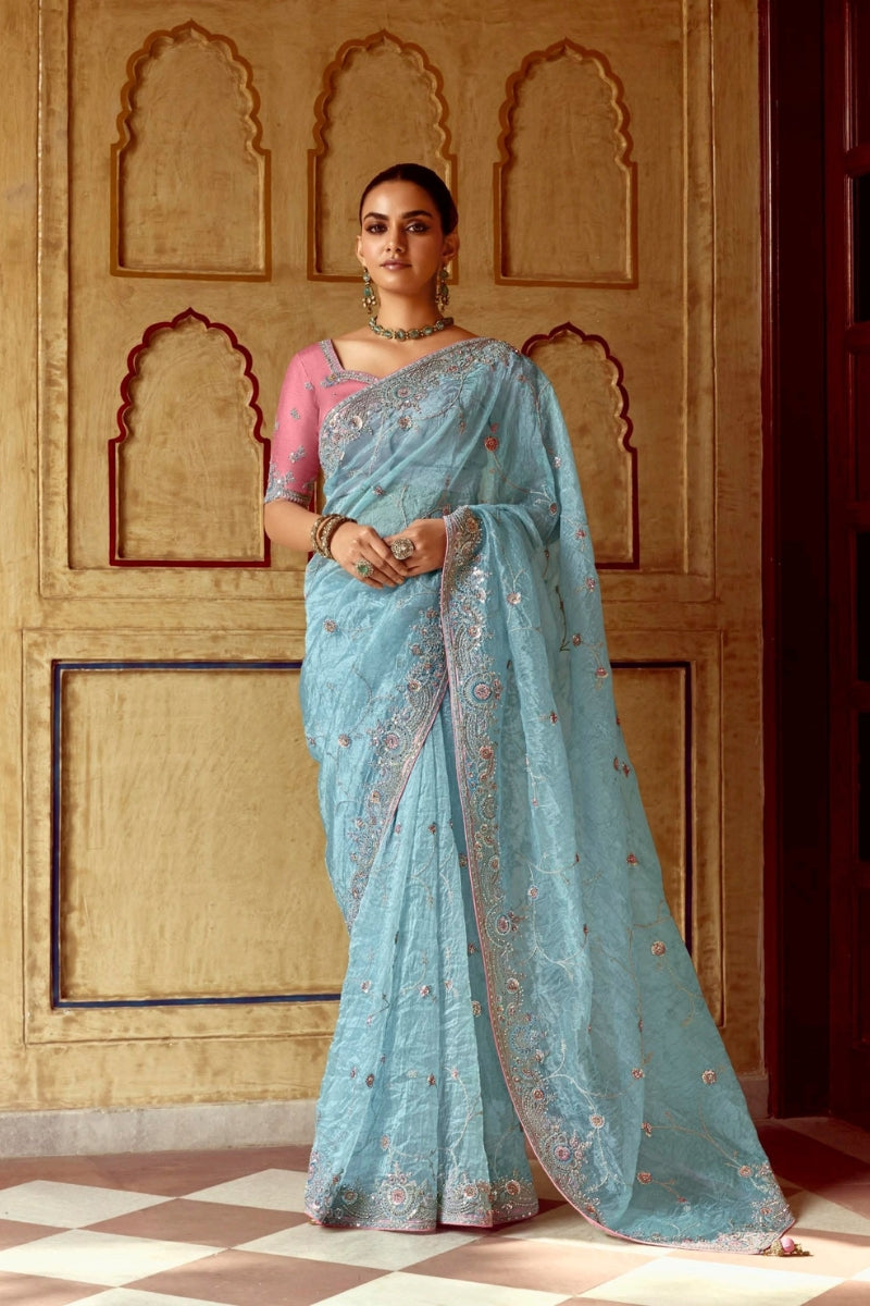 Designer Handcrafted Crush Silk Fancy Fabric Saree