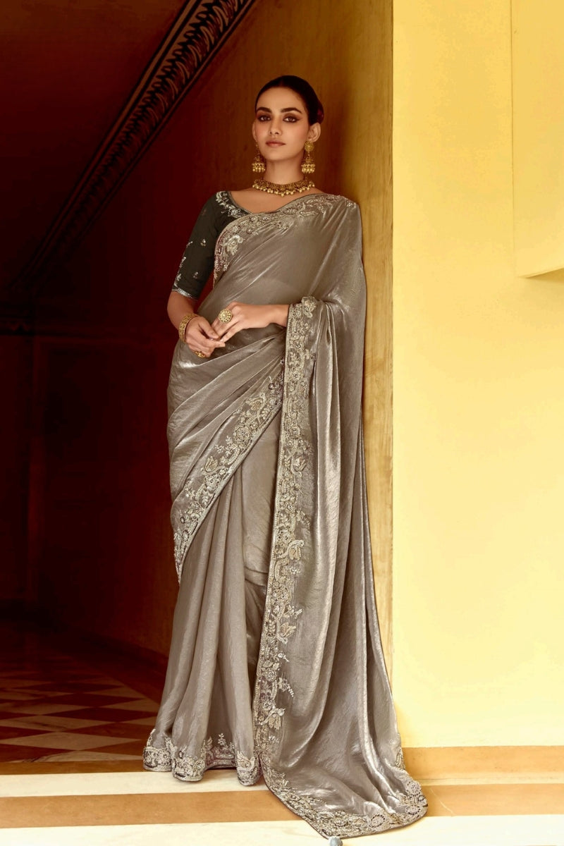 Designer Handcrafted Crush Silk Fancy Fabric Saree