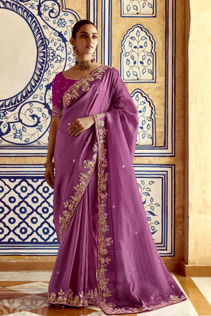 Designer Handcrafted Crush Silk Fancy Fabric Saree