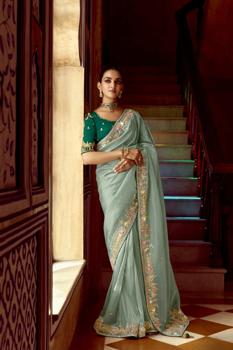 Designer Handcrafted Crush Silk Fancy Fabric Saree