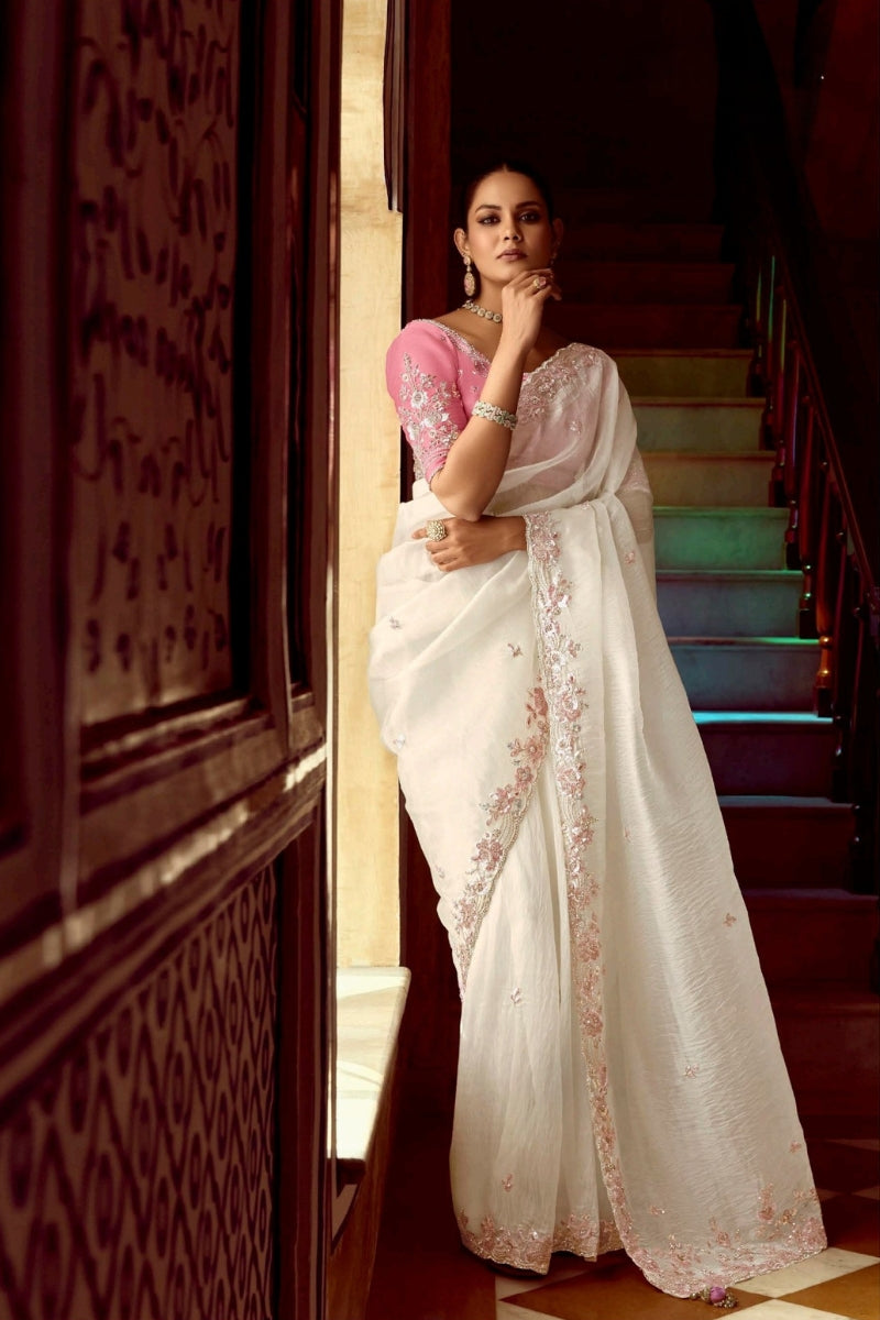 Designer Handcrafted Crush Silk Fancy Fabric Saree