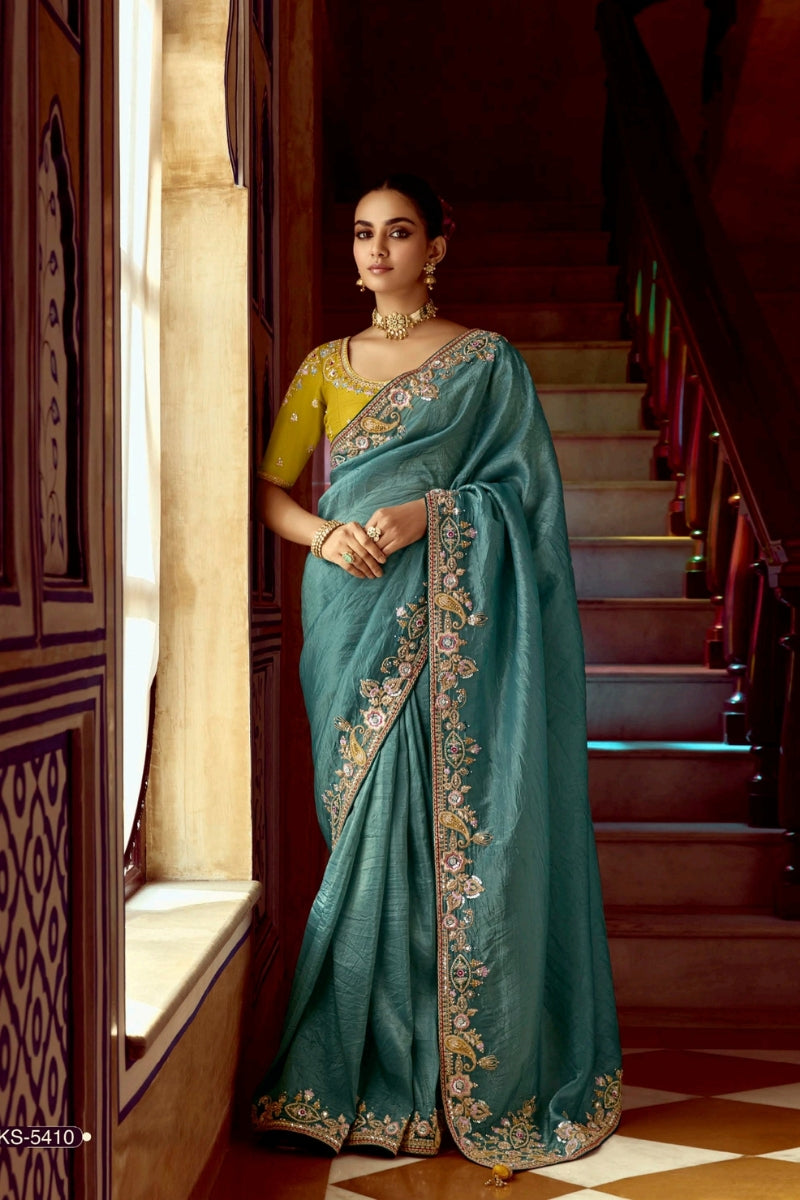 Designer Handcrafted Crush Silk Fancy Fabric Saree