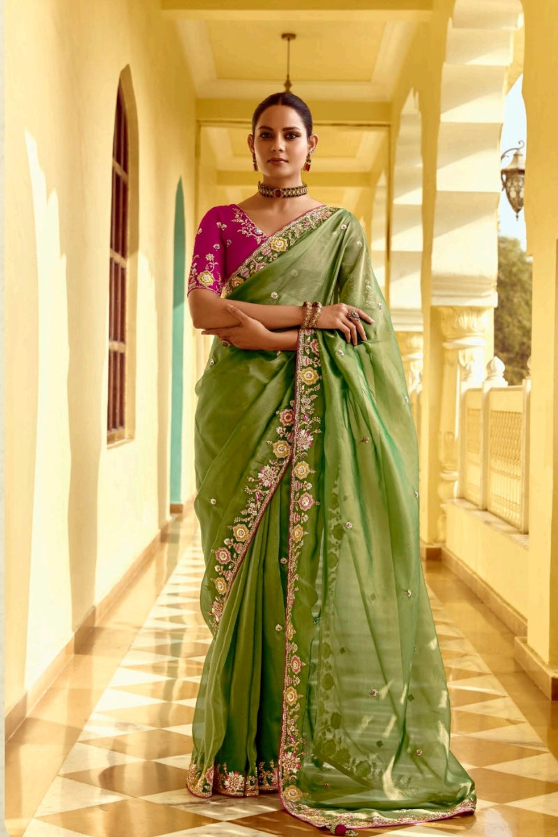 Designer Handcrafted Crush Silk Fancy Fabric Saree