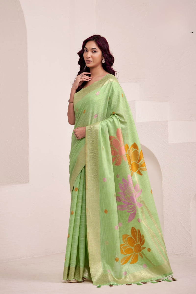 Elegant Handwoven Linen Saree for Festive & Office Wear