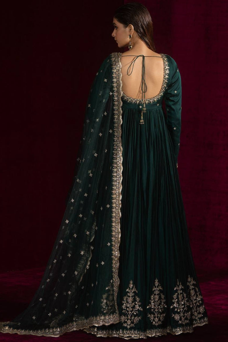 Designer Anarkali Set in Japan Satin with Sequin Embroidery