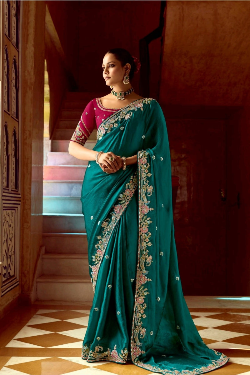 Designer Handcrafted Crush Silk Fancy Fabric Saree