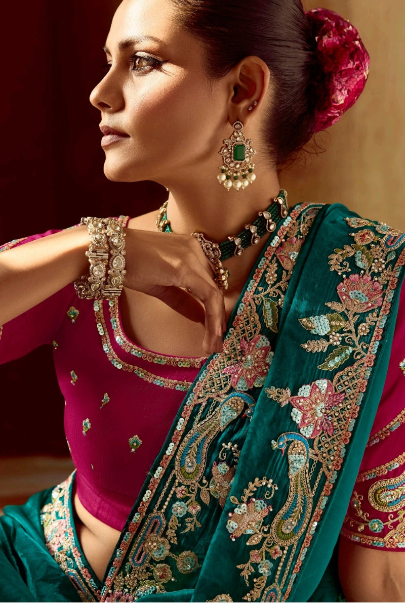 Designer Handcrafted Crush Silk Fancy Fabric Saree