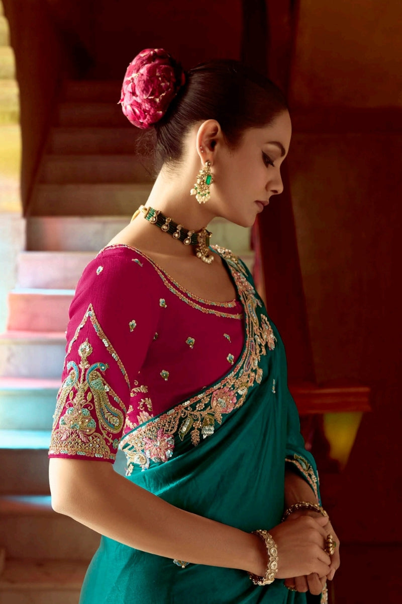 Designer Handcrafted Crush Silk Fancy Fabric Saree