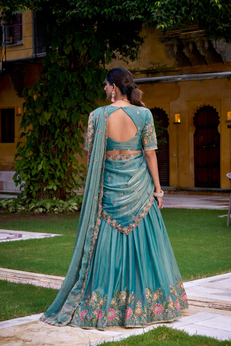 Embroidered Zari Shimmer Lehenga Choli & Dupatta Set