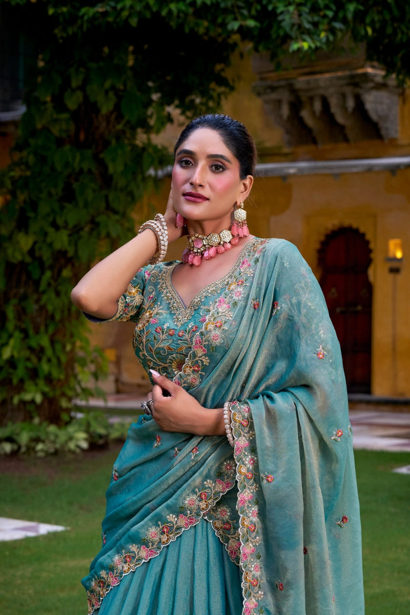 Embroidered Zari Shimmer Lehenga Choli & Dupatta Set