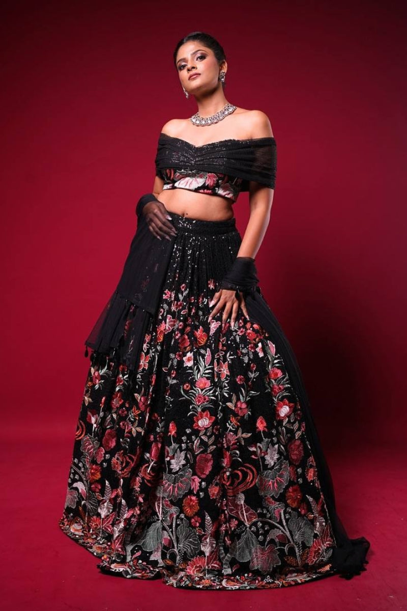 Faux Georgette Lehenga Choli Set with Sequin Thread Work