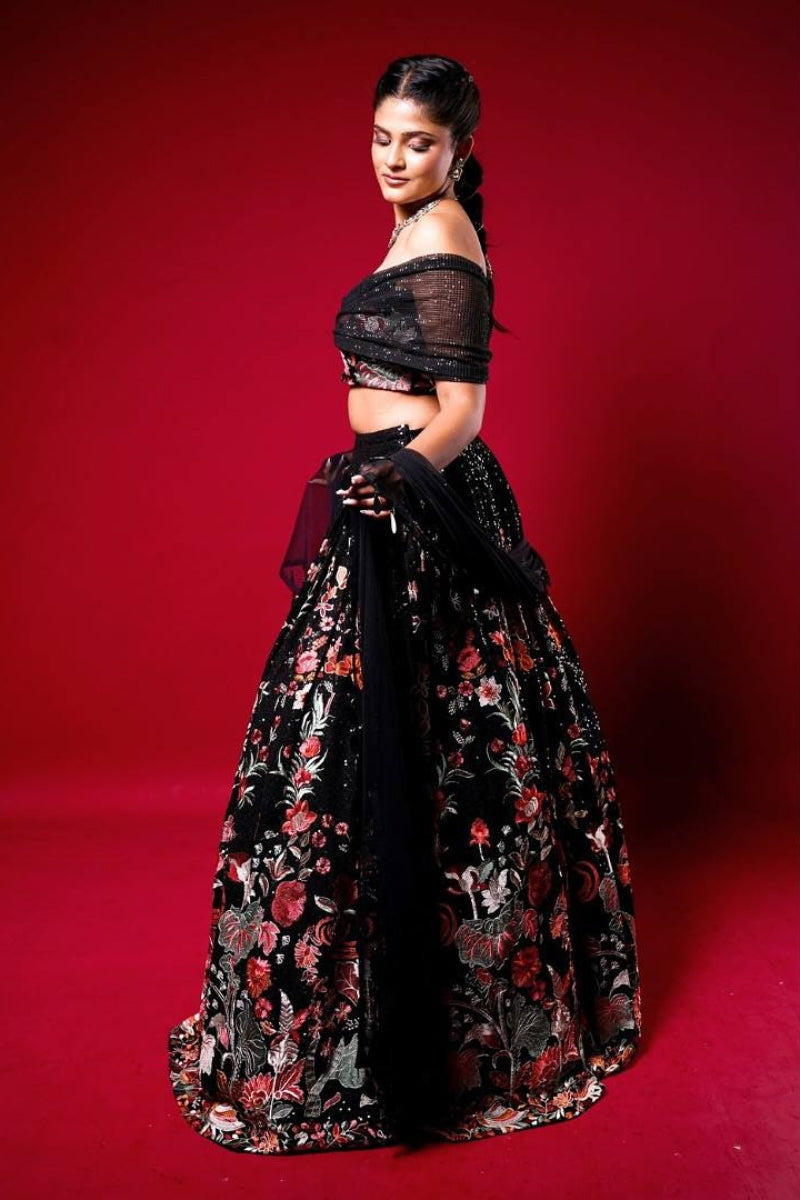 Faux Georgette Lehenga Choli Set with Sequin Thread Work