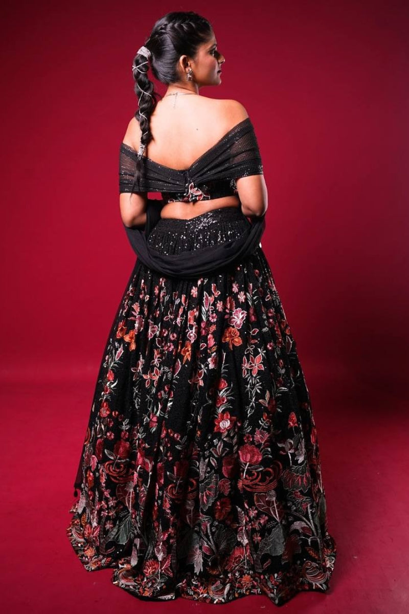 Faux Georgette Lehenga Choli Set with Sequin Thread Work