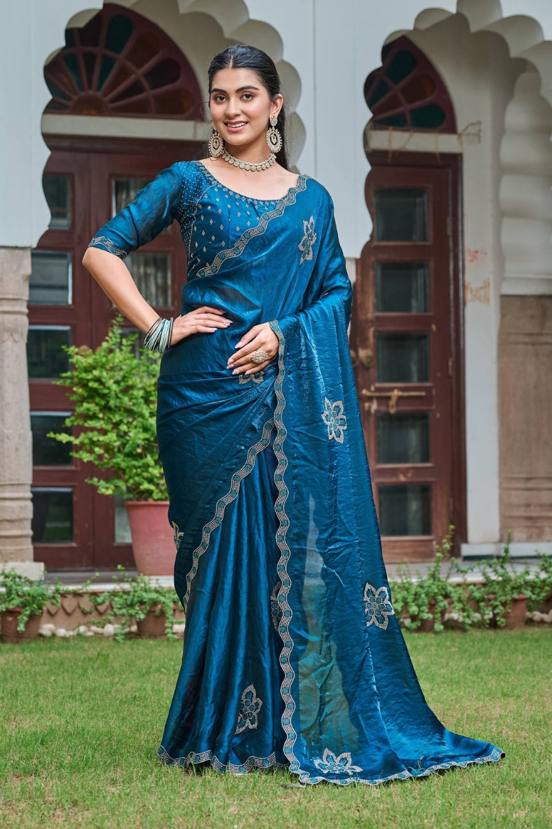 Fendy Silk Saree with Sparkling Diamond Work