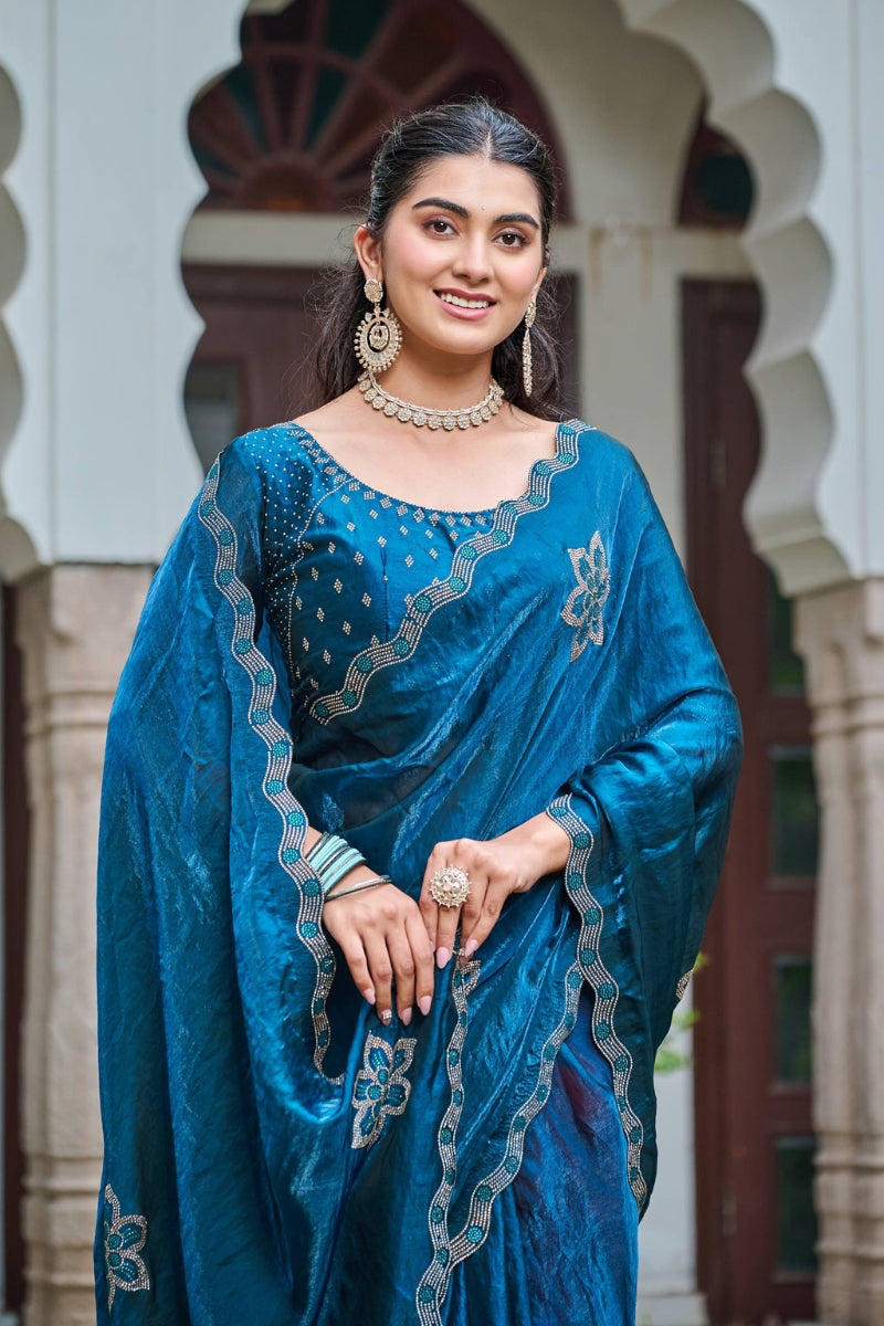 Fendy Silk Saree with Sparkling Diamond Work