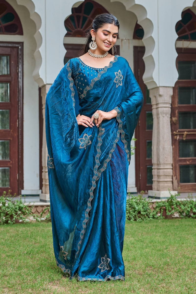 Fendy Silk Saree with Sparkling Diamond Work