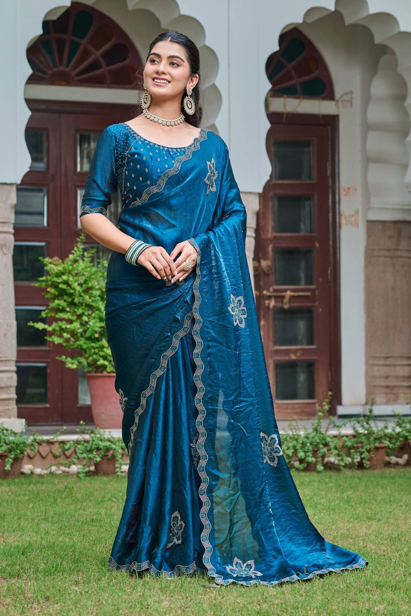 Fendy Silk Saree with Sparkling Diamond Work