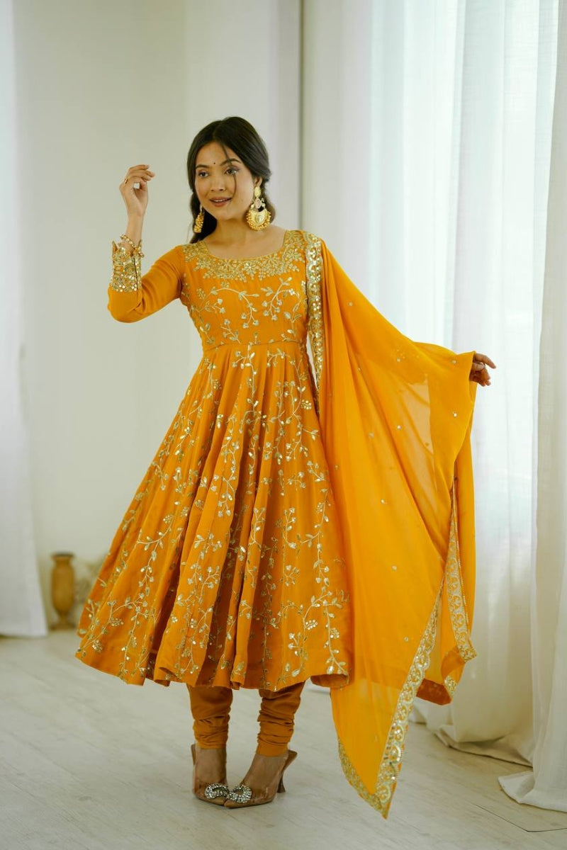 Sharara Set in Chanderi Real Mirror Handwork Kurta with Dupatta