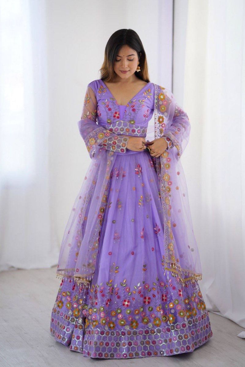 Semi-Stitched Party Wear Lehenga for Women