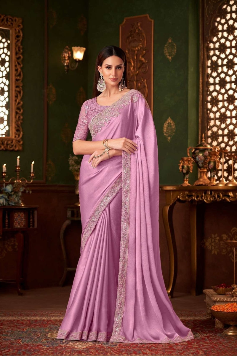 Magic Satin Silk Saree & Coordinated Satin Silk Blouse