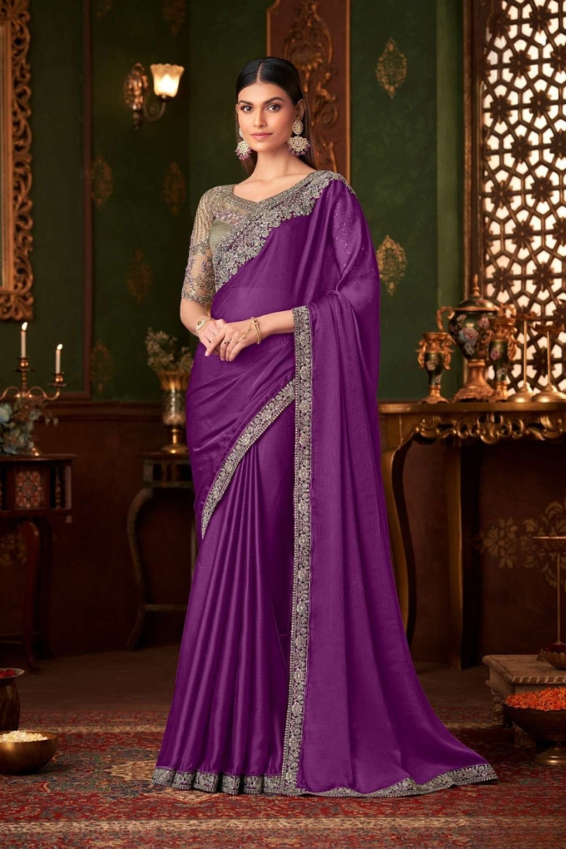 Magic Satin Silk Saree & Coordinated Satin Silk Blouse