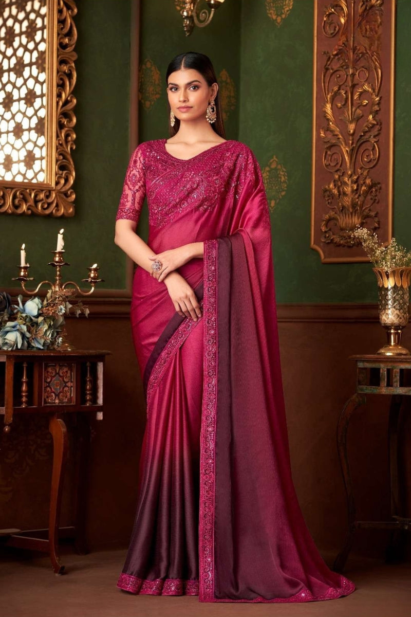 Magic Satin Silk Saree & Coordinated Satin Silk Blouse