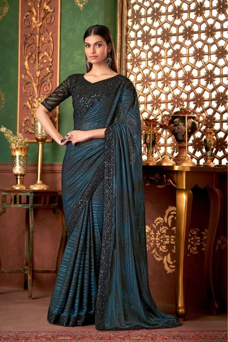 Magic Satin Silk Saree & Coordinated Satin Silk Blouse