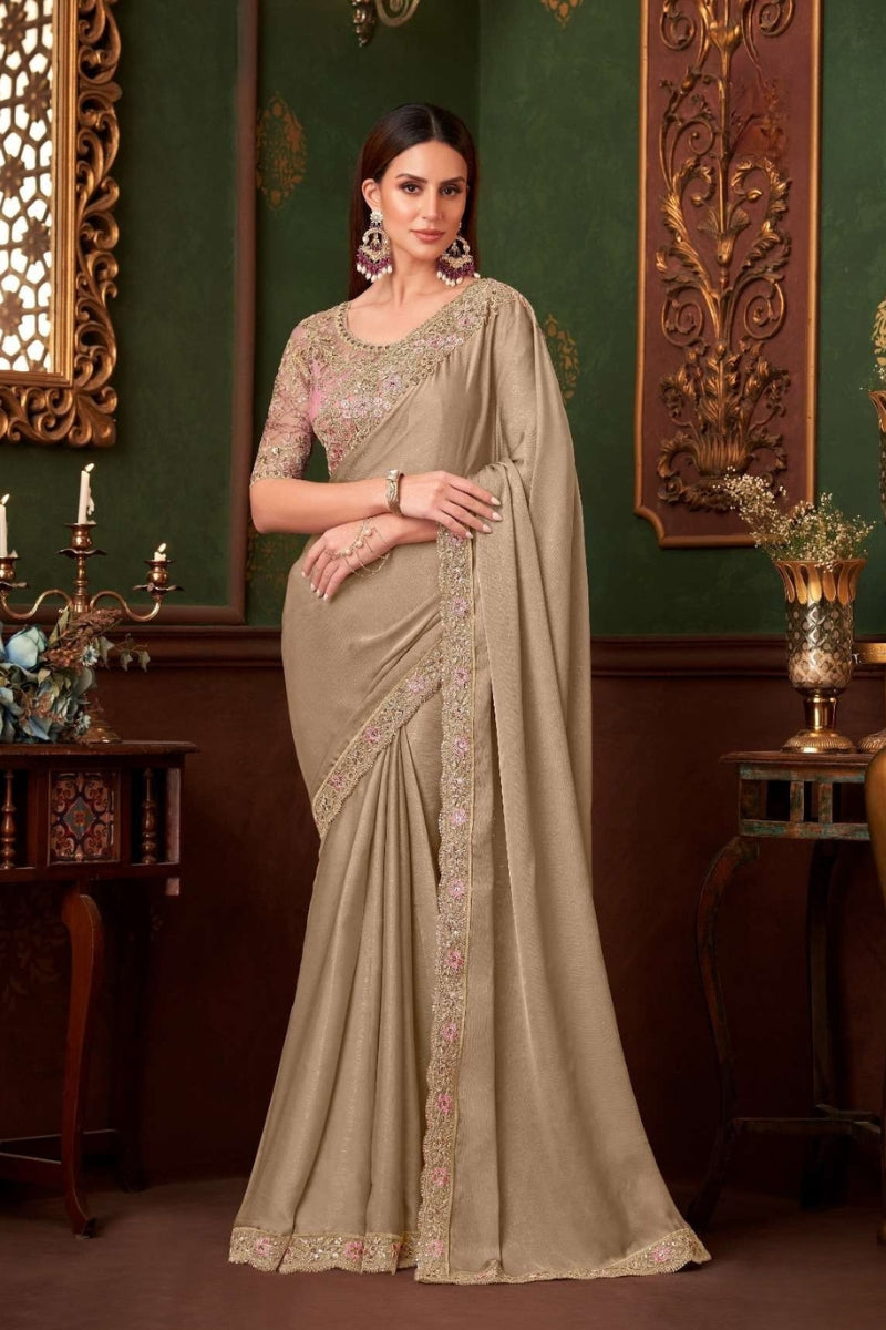 Magic Satin Silk Saree & Coordinated Satin Silk Blouse