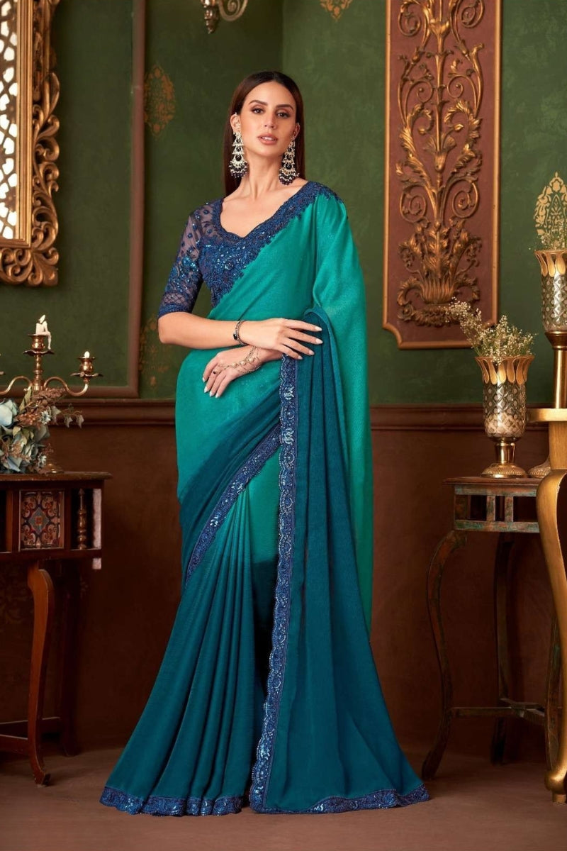 Magic Satin Silk Saree & Coordinated Satin Silk Blouse