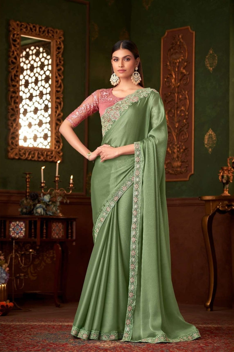 Magic Satin Silk Saree & Coordinated Satin Silk Blouse