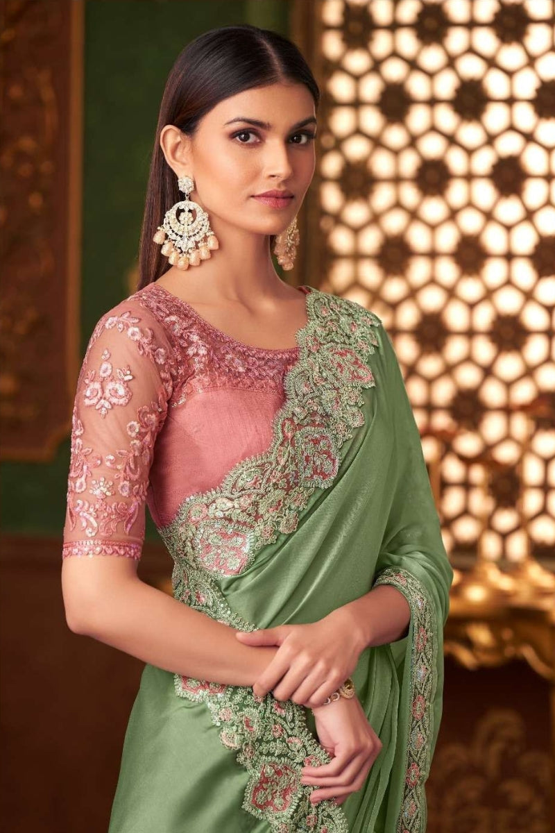 Magic Satin Silk Saree & Coordinated Satin Silk Blouse
