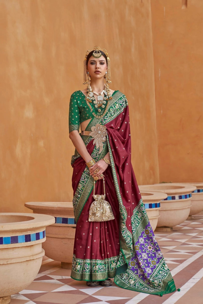 Mercerized Sigma Silk Saree with Exquisite Patola Border