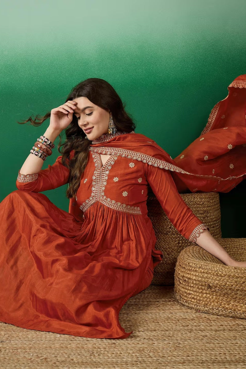 Muslin Silk Embroidered Suit Set with Elegant Lace Dupatta