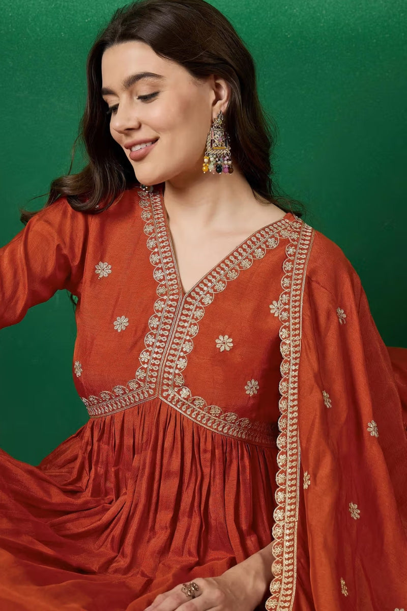 Muslin Silk Embroidered Suit Set with Elegant Lace Dupatta