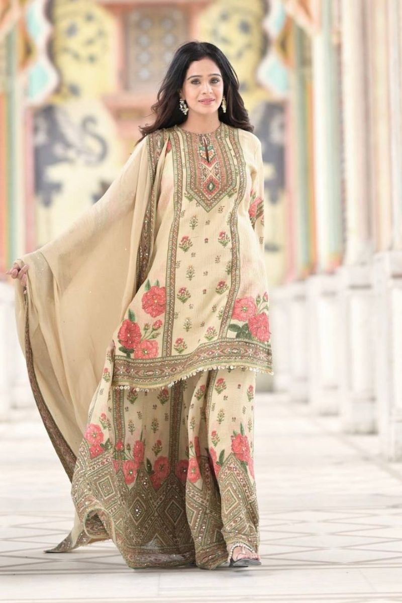 Digital Print Top, Sharara & Georgette Dupatta