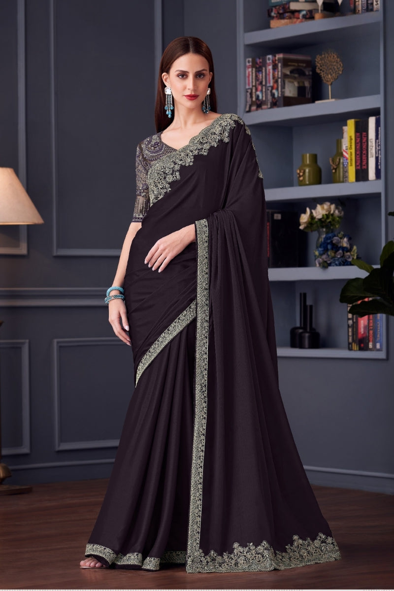 Opium Chiffon Silk Saree Ensemble with Silk Blouse